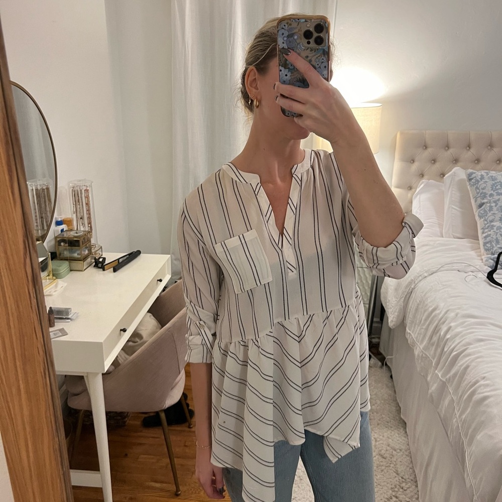 Striped V-Neck Blouse